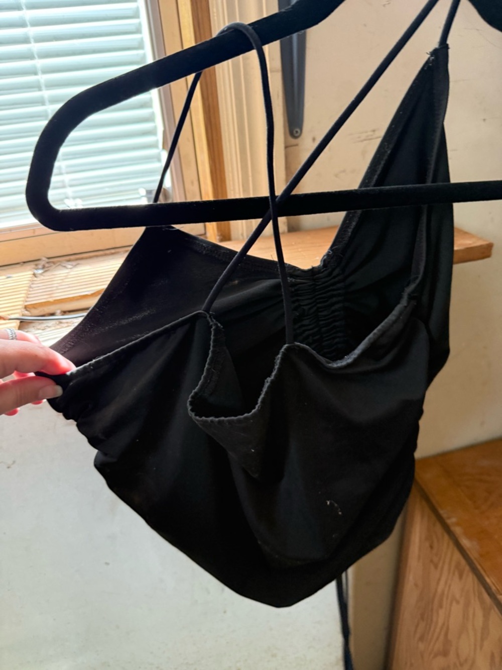 Black Ruched Drawstring Cami Top - Picture 3 of 4